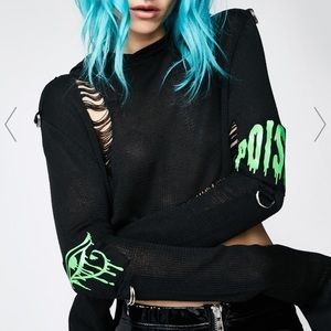 Current Mood Eye 4 an Eye crop distressed sweater